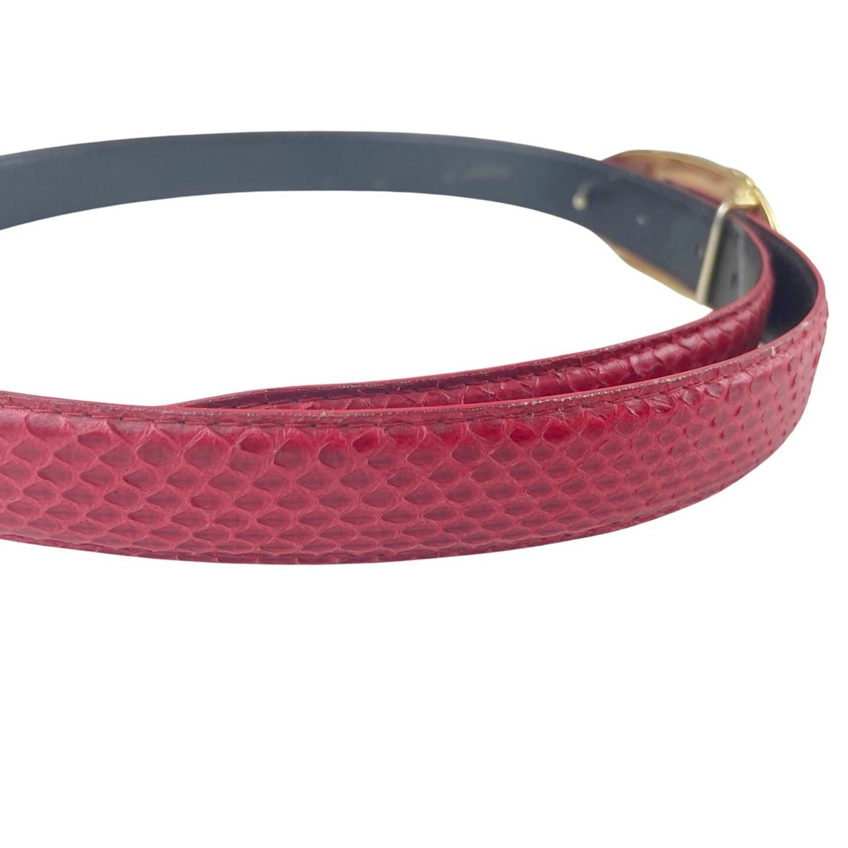 Vintage Red Leather Shop Belt Genuine Snakeskin Women Gold  display picture 1