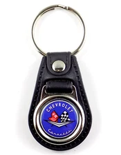 CHEVROLET CORVETTE KEY FOB RING CHAIN SPORTS CAR C1 C2 C3 C4 C5 C6 C7 C8 BLUE V8