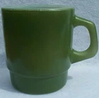 Vintage 1950'S Mid Century Fire King Avocado Green Milk Glass Coffee Mug