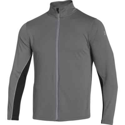 UNDER ARMOUR Gray Black Colorblock Jersey Knit Zip Tech Reflex Warm-Up Jacket XL