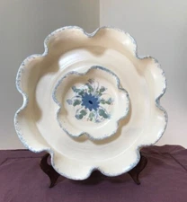 Hand Crafted Pottery Sponge Ware Chip and Dip Tray