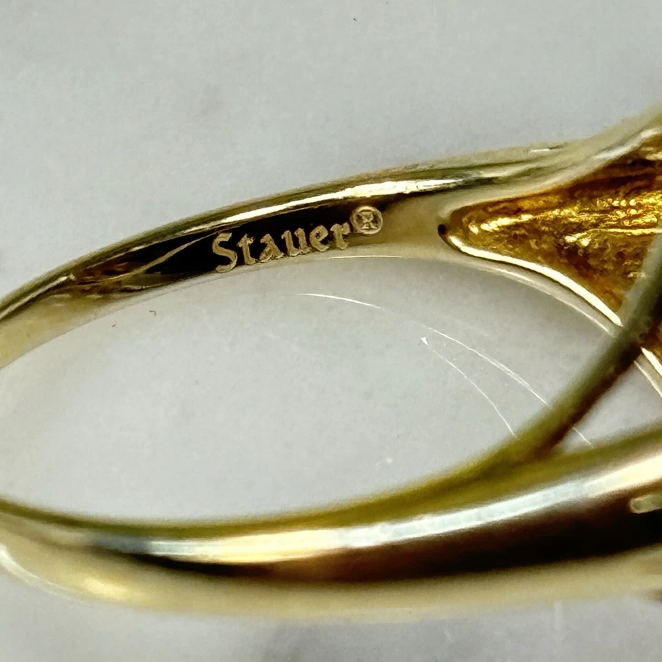 Anillo De Colección Plata Esterlina 925 Oro Vermeil Stauer Zafiro Rubí Jadeíta Talla 8.5 Foto 3 de 4