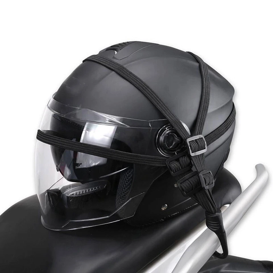 Adjustable Black Cargo Net Motorcycle Helmet Mesh Luggage Tie Down Bungee Cord — 第 2/4 张图片