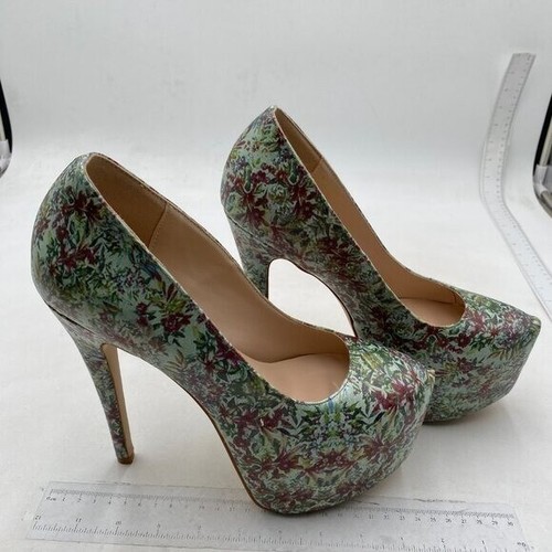 FSJ Women Round Toe Platform Pumps Stiletto High Heel Slip On Fashion Floral - Picture 4 of 8
