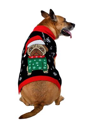 SOCAL LOOK Dog Christmas Sweater - Cat Ugly Xmas Jumper with Leash Hole