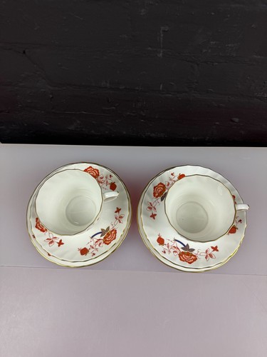 2 x Royal Crown Derby Bali Tea Trios Cups Saucers and Side Plate Set - Picture 3 of 8