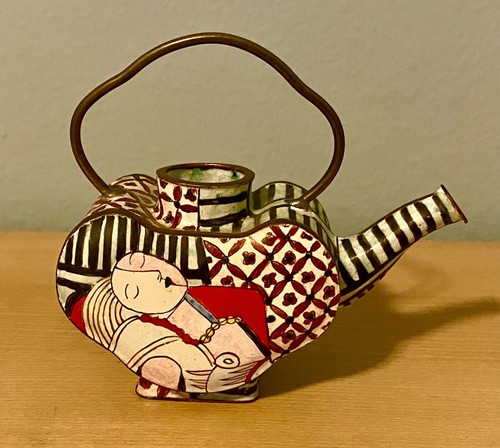 Vintage Empress Arts Emaille Mini Teekanne Picasso Abstrakt Frau 1997 ohne Deckel - Bild 1 von 5