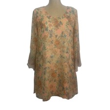 ASTR Pink Vintage Print Fully Lined Pastel Mini Dress with Lace Cuffs SZ M