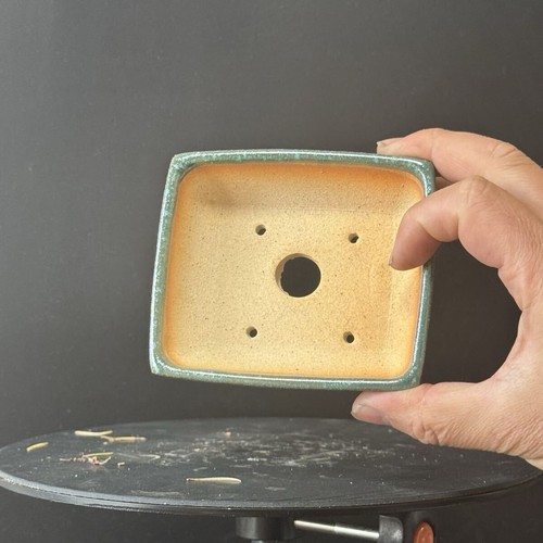 Vaso bonsai giapponese rettangolare 10 cm giallo verde mihashira ceramica fioriera nuovo - Foto 5 di 6