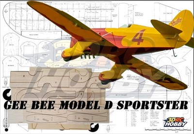 Gee Bee Model D Sportster 56'' RC Model Airplane Laser Cut Balsa & Ply Short Kit