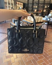 NWT Coach Maggie Small Tote Bag In Signature Leather in Black CY670