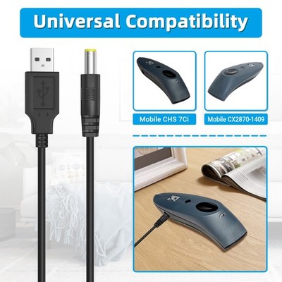 SB Cable PC Charging Charger Power Cord Lead for Socket Mobile CX2870-1409 CHS 7