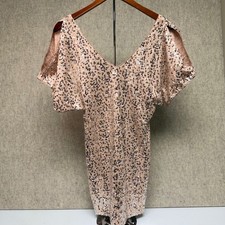 As U Wish Sequin Mini Dress Small Pink Cold Shoulder V-Neck Party Sparkly