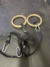 Fitness Wooden Gymnastic Rings w/ Straps Adjustable CrossFit -