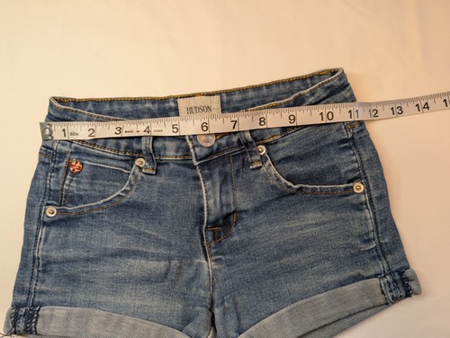 Hudson Girls Designer Light Blue Jean Shorts Cuffed Stretch-Size 10 - Picture 5 of 10