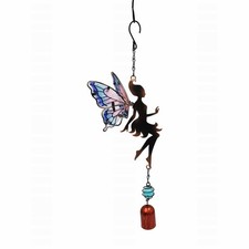 Fairy Hanging Lilac Bell Chime Metal & Glass Hanging Outdoor