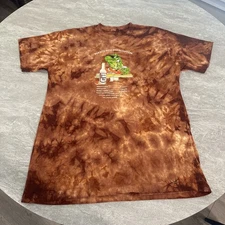 Men’s Natural Puerto Rico Prescription Iguana Lizard Alcohol Tie Dye Shirt XL