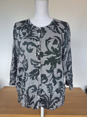  Papaya Damen Occasionwear Strickjacke Pullover Schwarz&Grau Glitzer Größe 22