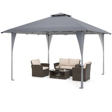 FANTASK Gazebo pieghevole 4 x 4 m, gazebo pop-up con doppio tetto e