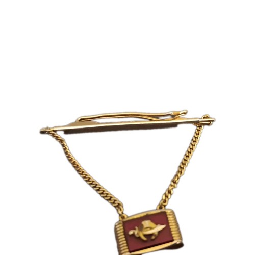 Anson Shriners Sword Tie Clip Gold Sphinx Free Masonry Red Vintage Mens 1940's - 第 3/7 張圖片