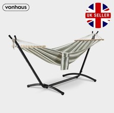 VonHaus Hammock with Stand 1-Person Striped Garden Seat & Steel Frame Chair New