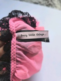 Vintage VICTORIA'S SECRET Sexy Little Things Sheer Pink Babydoll Lace Nightie LG