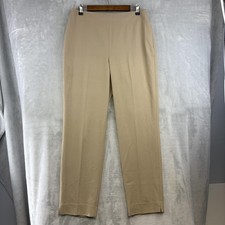 Talbots Pants Womens 10 Beige Hollywood Straight Leg Stretch Pull On Slit Hem