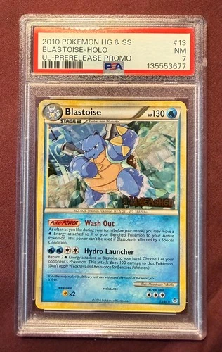 2010 Pokemon HG & SS Prerelease Promo Blastoise Holo 13/95 PSA 7