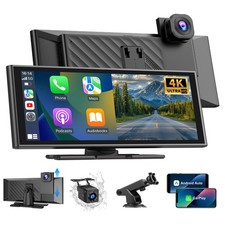 10.26" Portable 4K Touch Dash cam Car Stereo Wireless Apple Carplay Android Auto