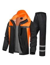 Men's Rain Suit High Visibility Reflective Work Rain Jacket Small Hi-vis Orange