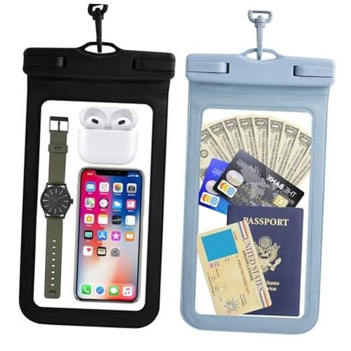 2-Pack Extra Large Waterproof Phone Pouch - Universal Dry Bag for Black & Blue - 第 1/8 張圖片