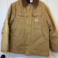 Vtg Carhartt Arctic Brown Chore Jacket CO186 Size 44 Made In USA