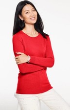 Cashmere 2X Crewneck Sweater at Talbots, NWT 199, color RED POP