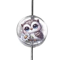 5 Pc - Cute  Owl - Acrylic Flatback Beads - For Beadable Pens & Jewelry - Crafts