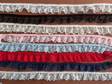 Pretty Gathered Nottingham Lace Trim 1.25"/3.5cm CHOOSE COLOUR/LENGTH