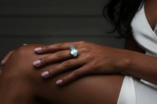 Blue Topaz Ring Anemone Jewelry 14k Gold Faceted Marquise Cocktail