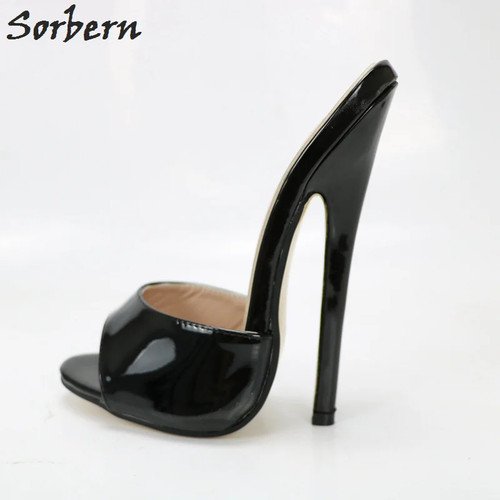 Sexy Red 18Cm High Heels Slipper Open Toe Custom Stilettos Summer Shoes Pinup - Picture 25 of 38
