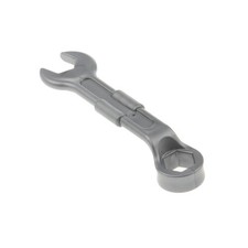 1x Lego Duplo Werkzeug Schraubschlüssel flat silber grau Griffe glatt 16265