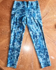 Athleta Salutation Stash Pocket II Printed 7/8 Tight Leggings Tie Dye Blue Sz M