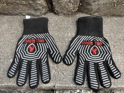 Unbranded Silicone BBQ Grilling Gloves, Large - Black/Red