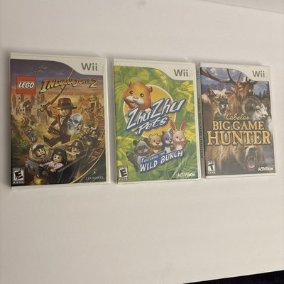 3 Nintendo Wii Games, Lego Indiana Jones 2 the Adventure Continues(2007), ZhuZhu