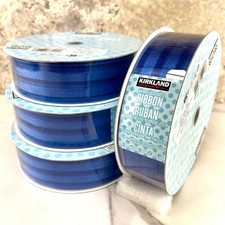 4x Kirkland Signature Wire-Edged Blue Ribbon 1.5" wide x 50 Yards long NEW