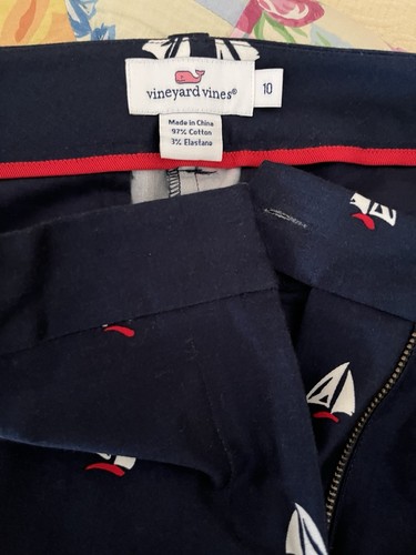 NWOT!!🍒VINEYARD VINES sz 10 SAILBOAT PRINT Ankle Pants NAVY/RED/WHITE Nautical - Bild 4 von 9