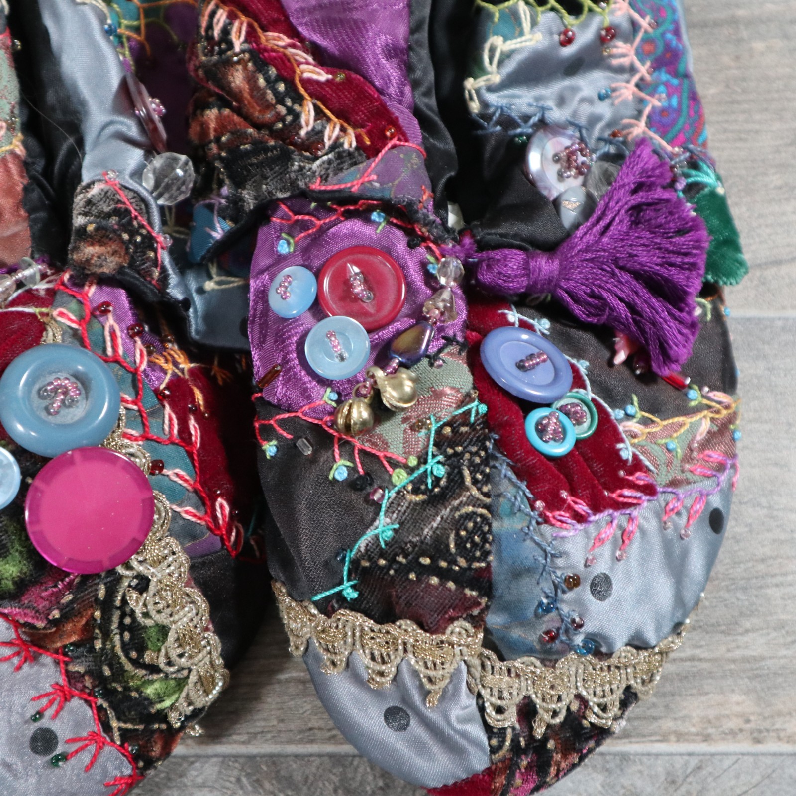 Hand Made Crazy Quilting Patchwork Style Slippers… - image 5