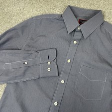 UNTUCKit Shirt Mens S Cruz Slim Fit Wrinkle Free Navy Mini Check Plaid Button Up