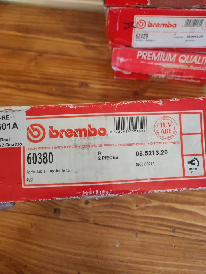 BREMBO 2x Brake Discs Solid Rear Axle Braking Fits Audi 80 S2 Coupe 08.5213.20 - Image 3 of 4