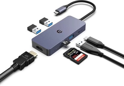 USB-C Hub Adapter 7-in-1 4K HDMI, 100W PD USB 3.0 Ports SD/TF Kartenleser