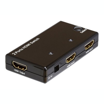 HDMI 2.0 Cable Switch Box 2-in 1-out Hub Self-Powered Auto-Switcher 4K 1080p TV