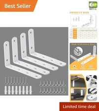 Durable Stainless Steel Floating Shelf Brackets, 5x3 Inch, Matte White Finish