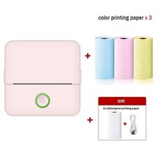 Thermal Photo Printer Mini Print Pod Sticker Printer 1 Roll Labels, White/Pink